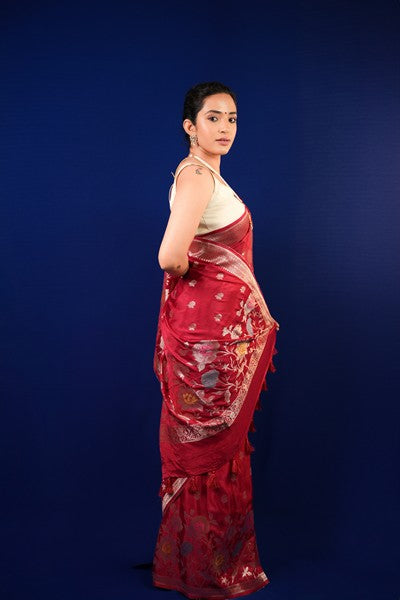 Tussar Silk Deep Maroon