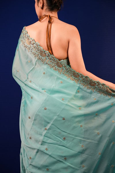 Light Aqua Blue Silk Organza