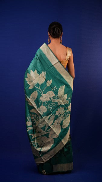 Silk Saree peacock Green
