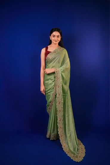 Tissue Saree Sage Green