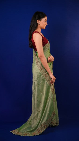Tissue Saree Sage Green