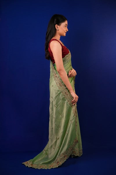Tissue Saree Sage Green