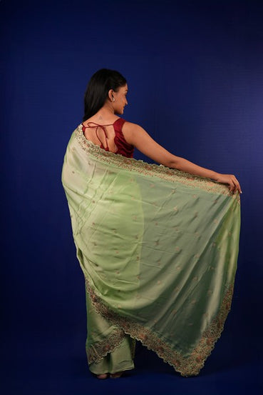 Tissue Saree Sage Green