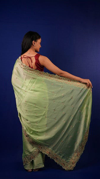 Tissue Saree Sage Green