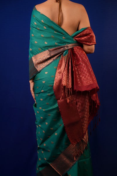 Kanjivaram Silk Emerald Color
