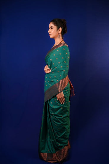 Kanjivaram Silk Emerald Color