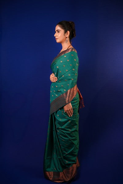 Kanjivaram Silk Emerald Color