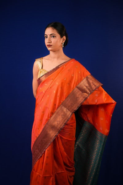 Kanjivaram Silk  Burnt Orange
