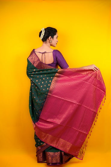 Kanjivaram Silk  Rich Peacock Green