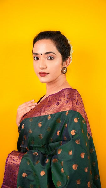 Kanjivaram Silk  Rich Peacock Green