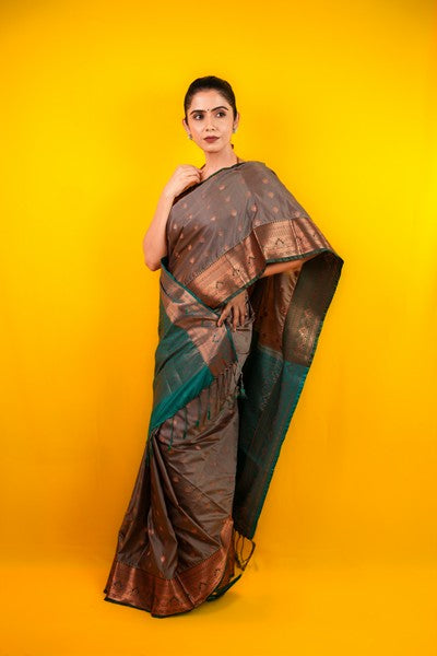 Kanjivaram Silk Earthy Gray