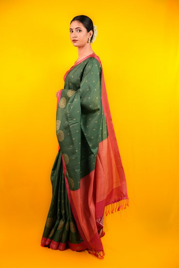 Tussar Silk Forest Green