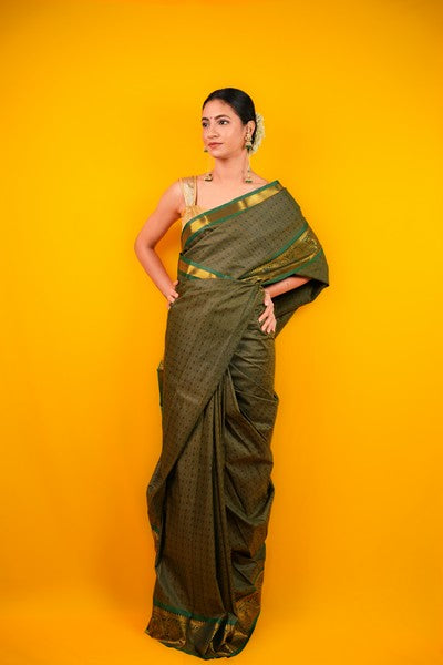 Kanjivaram Silk Olive Green