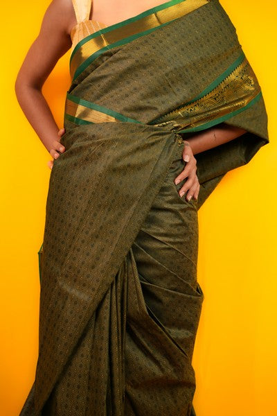 Kanjivaram Silk Olive Green