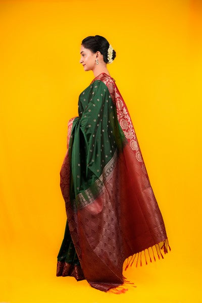 Kanjivaram Silk  Forest Green