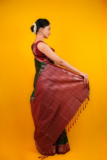 Kanjivaram Silk  Forest Green