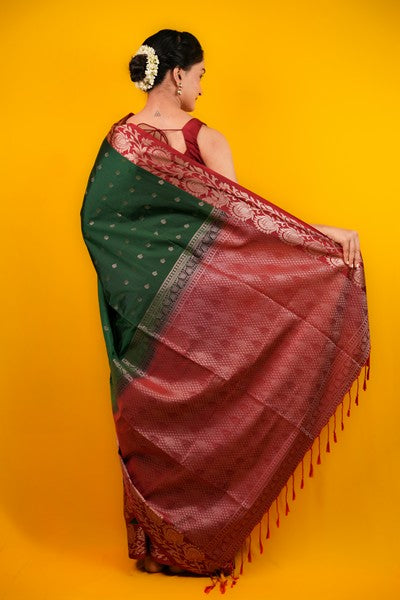 Kanjivaram Silk  Forest Green