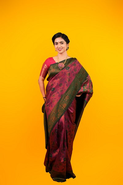 Kanchipuram  Silk  Aubergine Purple