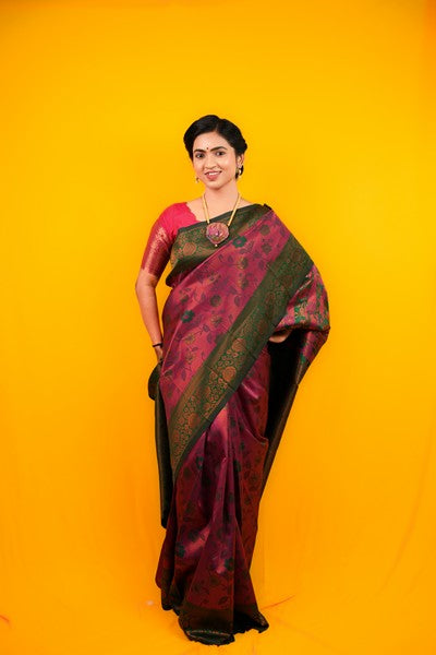 Kanchipuram  Silk  Aubergine Purple