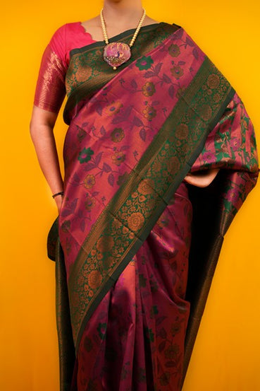 Kanchipuram  Silk  Aubergine Purple