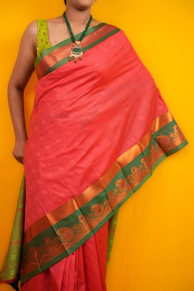 Kanjivaram Silk  Deep Salmon