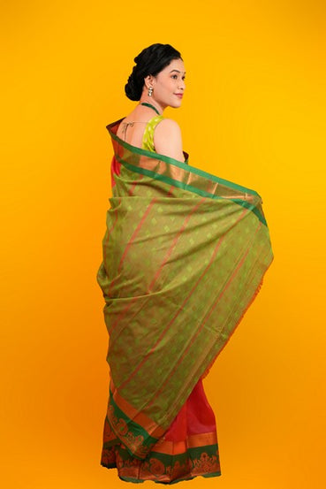 Kanjivaram Silk  Deep Salmon