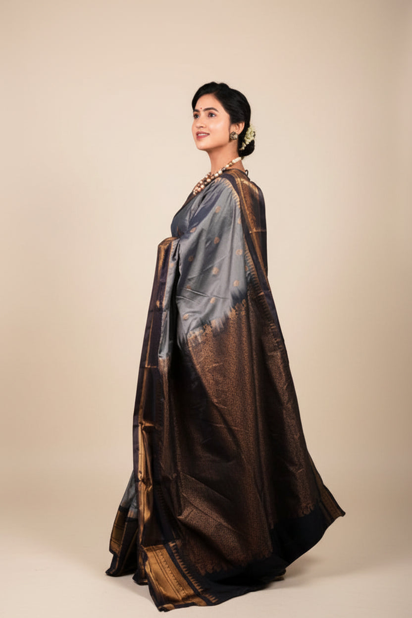 Kanjivaram Silk Gold and Black