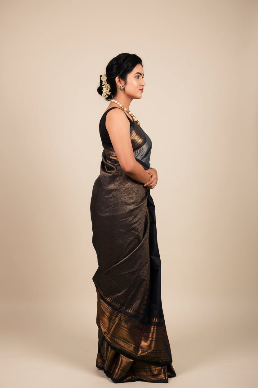 Kanjivaram Silk Gold and Black
