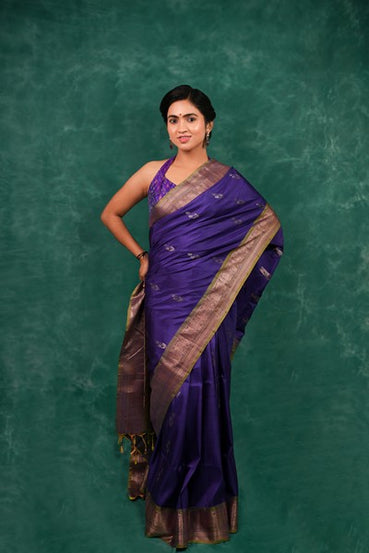 Tussar Silk   Aubergine