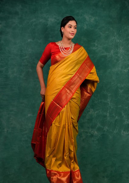 Semi Gadwal Mustard Yellow