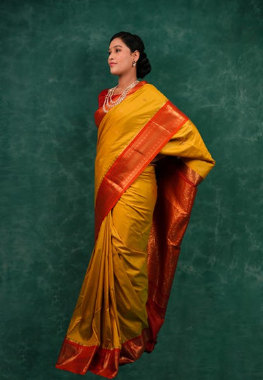 Semi Gadwal Mustard Yellow