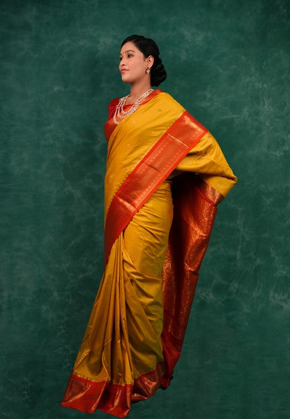 Semi Gadwal Mustard Yellow