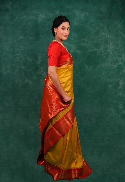 Semi Gadwal Mustard Yellow