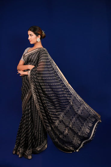 Bandhini Style Black and Gold