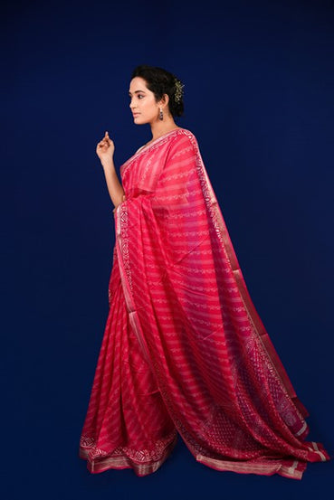 Bandani-Style  Fuchsia Silk Blend