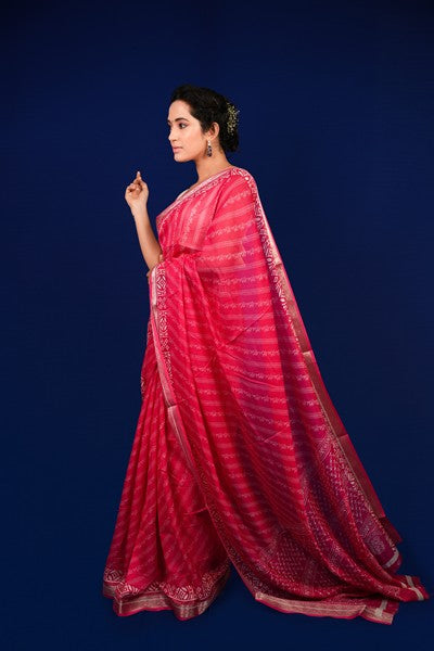 Bandani-Style  Fuchsia Silk Blend