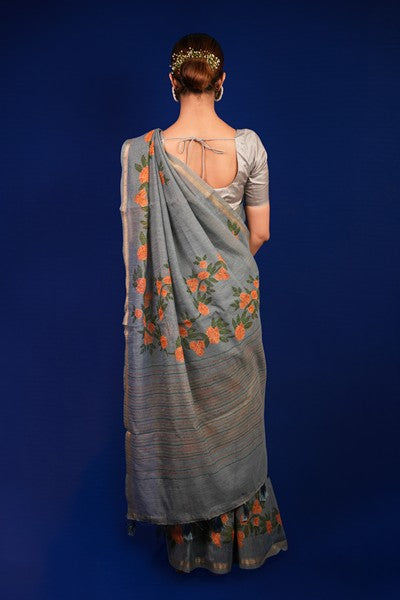 Tissue saree Light Gray