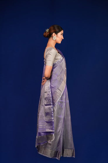 Uppada Pattu Saree  Purple / Metallic Silver
