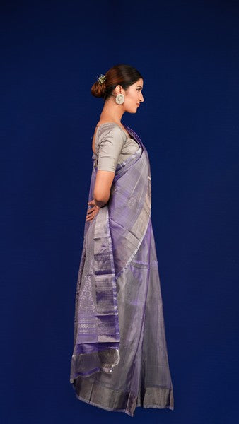 Uppada Pattu Saree  Purple / Metallic Silver