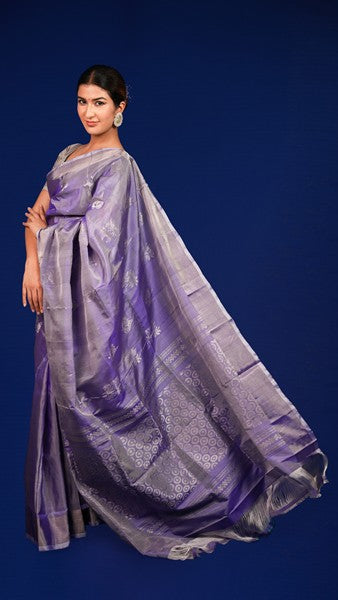 Uppada Pattu Saree  Purple / Metallic Silver