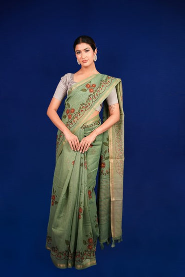 Tissue Saree Sage Green