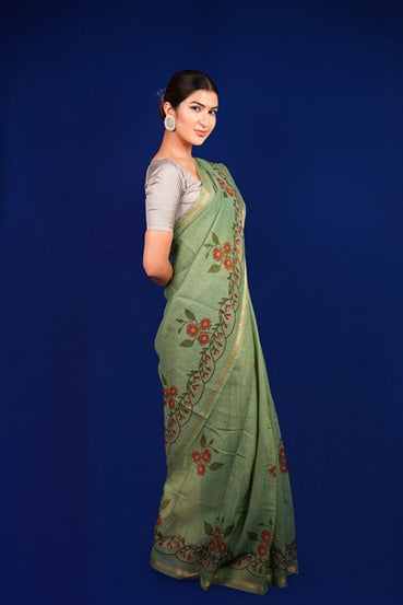 Tissue Saree Sage Green
