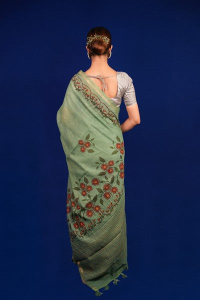Tissue Saree Sage Green