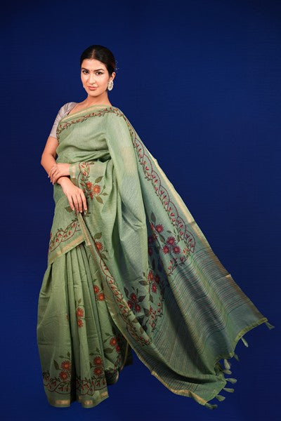 Tissue Saree Sage Green