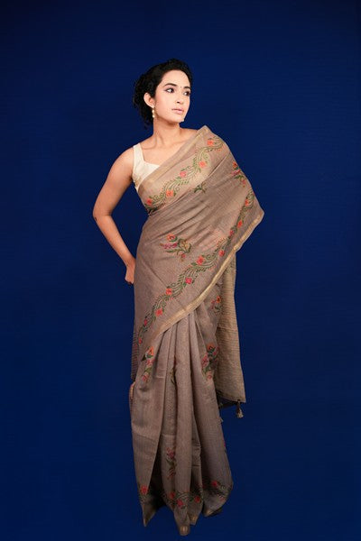 Tissue Saree Earthy Brown