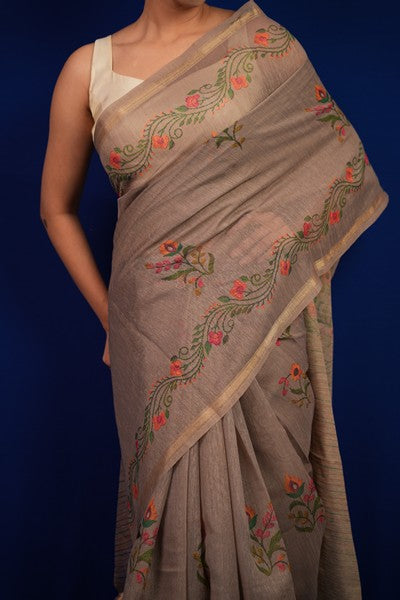 Tissue Saree Earthy Brown