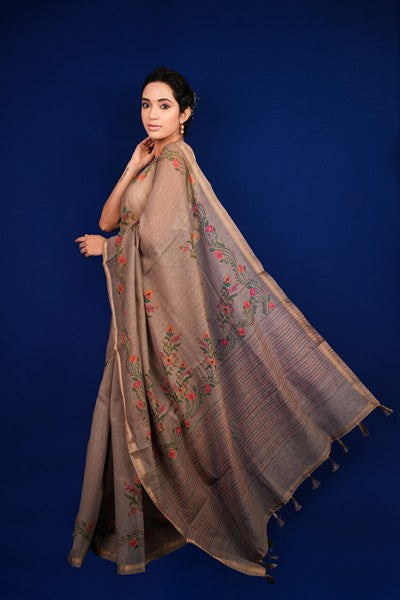 Tissue Saree Earthy Brown
