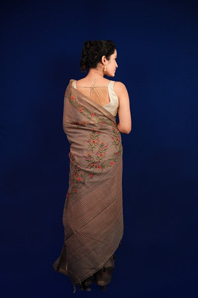 Tissue Saree Earthy Brown