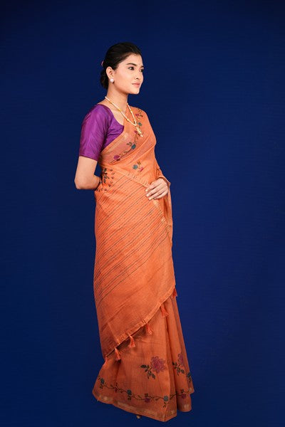 Tissue Saree Peach Blossom