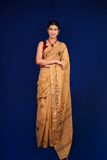 Tissue Saree Golden Beige